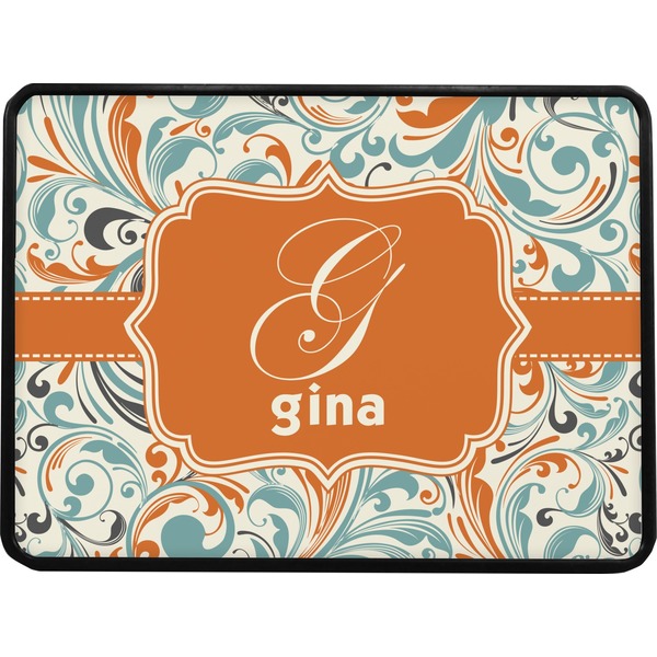 Orange & Blue Leafy Swirls Rectangular Trailer Hitch Cover (Personalized)