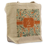 Orange & Blue Leafy Swirls Reusable Cotton Grocery Bag - Single (Personalized)
