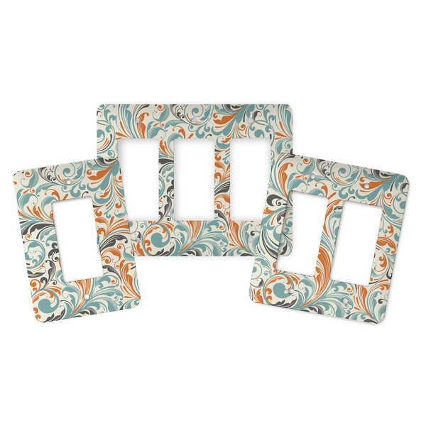 Orange & Blue Leafy Swirls Rocker Light Switch Covers - Parent - ALL VARIATIONS