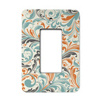Orange & Blue Leafy Swirls Rocker Style Light Switch Cover