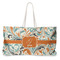 Orange & Blue Leafy Swirls Large Rope Tote Bag - Front View