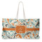 Orange & Blue Leafy Swirls Large Tote Bag with Rope Handles (Personalized)