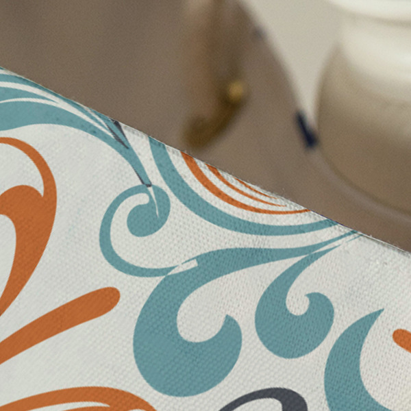 Orange & Blue Leafy Swirls Large Rope Tote - Close Up View