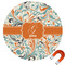Orange & Blue Leafy Swirls Round Car Magnet - 6" (Personalized)