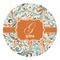 Orange & Blue Leafy Swirls Round Decal - Small (Personalized)