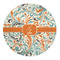 Orange & Blue Leafy Swirls 5' Round Indoor Area Rug (Personalized)