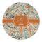 Orange & Blue Leafy Swirls Round Linen Placemats - FRONT (Single Sided)