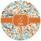 Orange & Blue Leafy Swirls Round Mousepad - APPROVAL