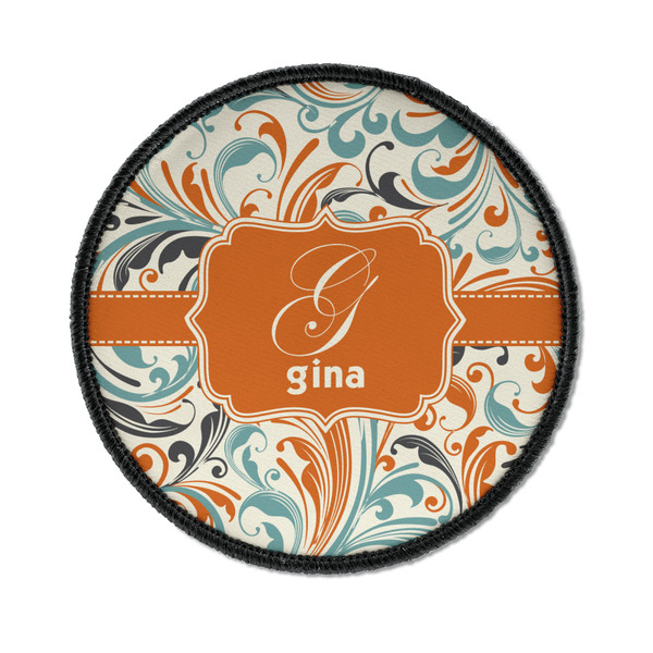Orange & Blue Leafy Swirls Round Patch