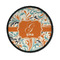 Orange & Blue Leafy Swirls Iron On Round Patch w/ Name and Initial