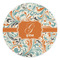 Orange & Blue Leafy Swirls Round Stone Trivet (Personalized)
