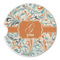 Orange & Blue Leafy Swirls Sandstone Car Coaster - Single (Personalized)