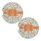 Orange & Blue Leafy Swirls Sandstone Car Coasters - Set of 2