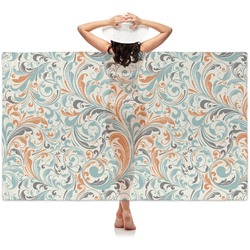 Orange & Blue Leafy Swirls Sheer Sarong