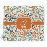 Orange & Blue Leafy Swirls Security Blanket (Personalized)