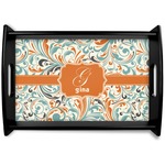 Orange & Blue Leafy Swirls Wooden Tray (Personalized)