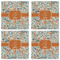 Orange & Blue Leafy Swirls Set of 4 Sandstone Coasters - See All 4 View