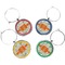 Orange & Blue Leafy Swirls Wine Charms (Set of 4) (Personalized)