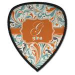 Orange & Blue Leafy Swirls Iron on Shield Patch A w/ Name and Initial
