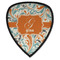 Orange & Blue Leafy Swirls Iron on Shield Patch A w/ Name and Initial