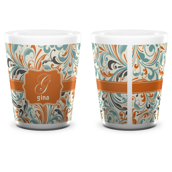 Orange & Blue Leafy Swirls Shot Glass - White - APPROVAL