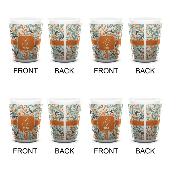 Orange & Blue Leafy Swirls Shot Glass - White - Set of 4 - APPROVAL