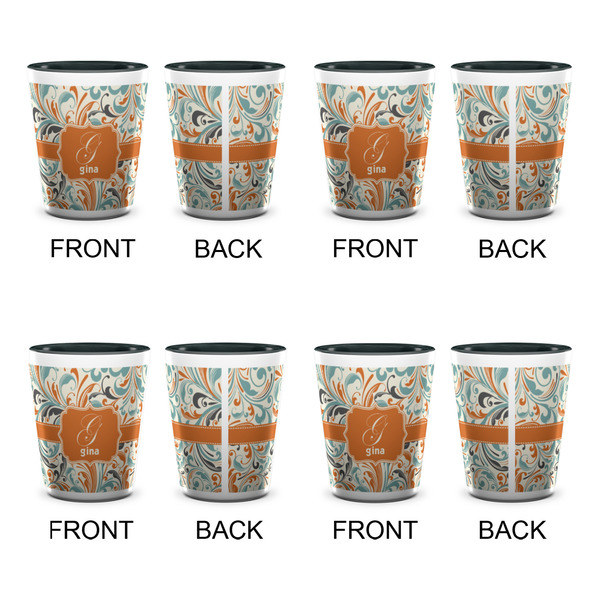 Orange & Blue Leafy Swirls Shot Glassess - Two Tone - Set of 4 - APPROVAL