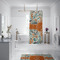 Orange & Blue Leafy Swirls Shower Curtain - 70"x83"