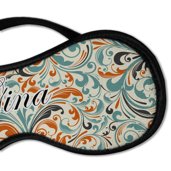 Orange & Blue Leafy Swirls Sleeping Eye Mask - DETAIL Large