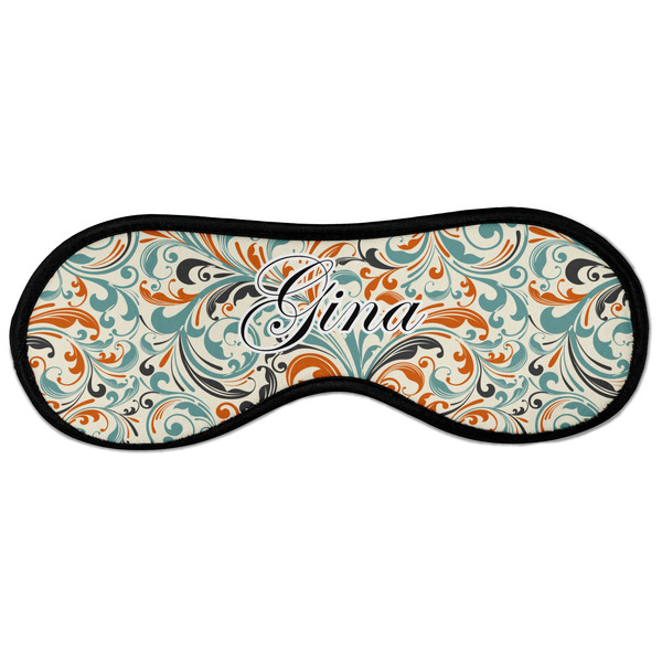 Custom Orange & Blue Leafy Swirls Sleeping Eye Masks - Large (Personalized)