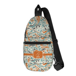 Orange & Blue Leafy Swirls Sling Bag (Personalized)