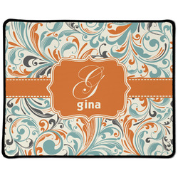 Orange & Blue Leafy Swirls Large Gaming Mouse Pad - 12.5" x 10" (Personalized)