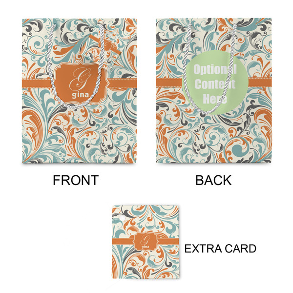 Orange & Blue Leafy Swirls Small Gift Bag - Approval