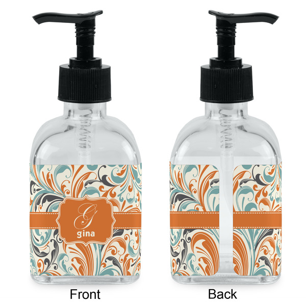 Orange & Blue Leafy Swirls Glass Soap/Lotion Dispenser - Approval