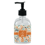 Orange & Blue Leafy Swirls Glass Soap & Lotion Bottle - Single Bottle (Personalized)