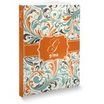 Orange & Blue Leafy Swirls Softbound Notebook (Personalized)