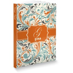 Orange & Blue Leafy Swirls Softbound Notebook (Personalized)