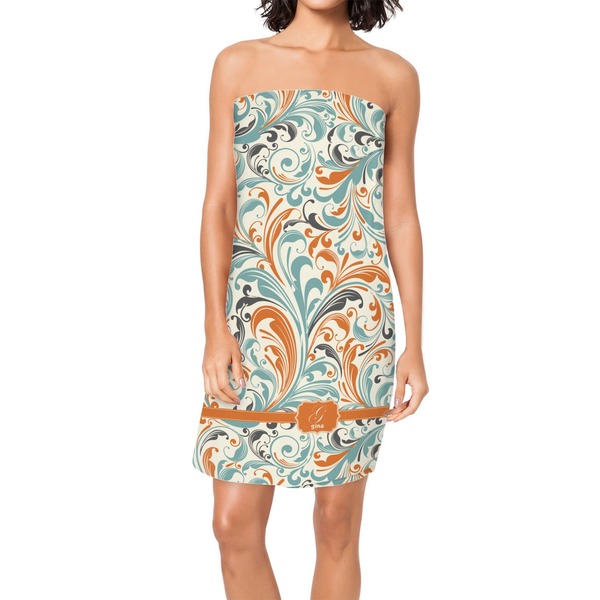 Custom Orange & Blue Leafy Swirls Spa / Bath Wrap (Personalized)