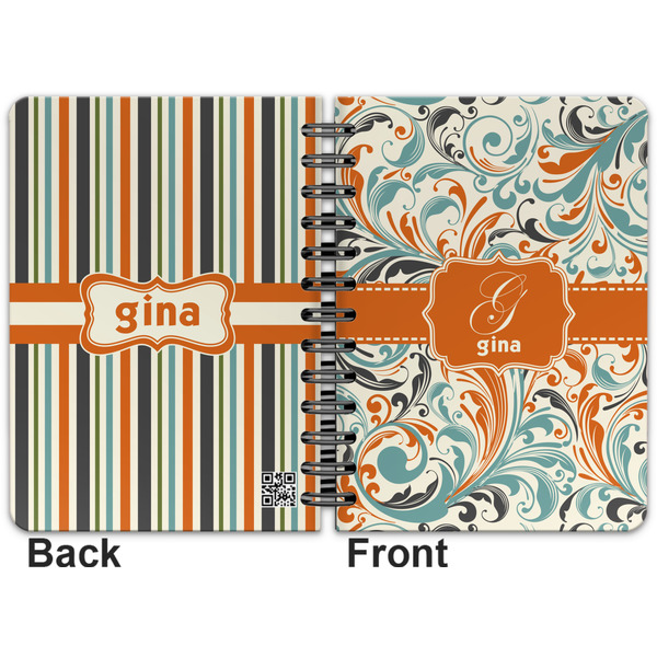 Orange & Blue Leafy Swirls Spiral Journal 5 x 7 - Apvl