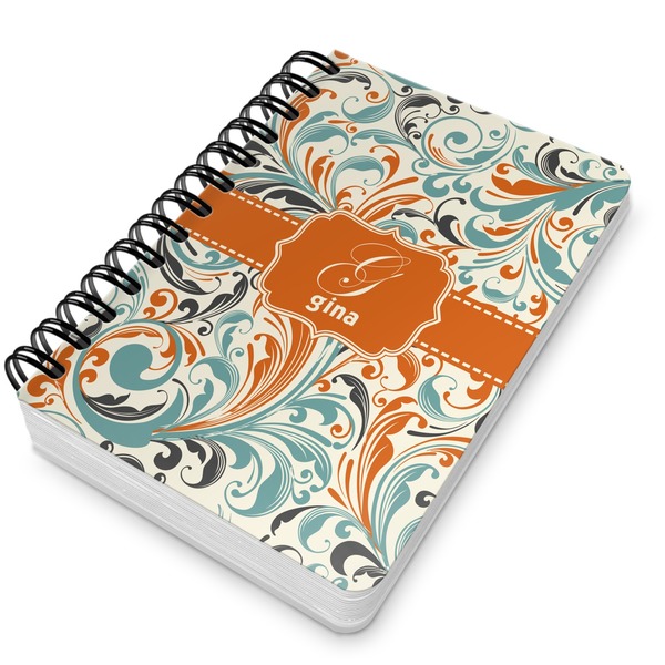 Orange & Blue Leafy Swirls Spiral Journal 5 x 7 - Main