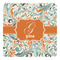 Orange & Blue Leafy Swirls Square Decal - Small (Personalized)