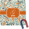 Orange & Blue Leafy Swirls Square Fridge Magnet (Personalized)
