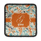 Orange & Blue Leafy Swirls Iron On Square Patch w/ Name and Initial