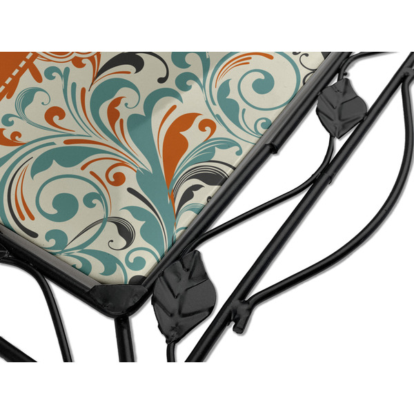 Orange & Blue Leafy Swirls Square Trivet - Detail