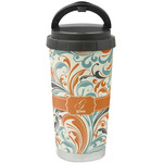 Orange & Blue Leafy Swirls Stainless Steel Coffee Tumbler (Personalized)