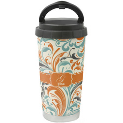 Orange & Blue Leafy Swirls Stainless Steel Coffee Tumbler (Personalized)