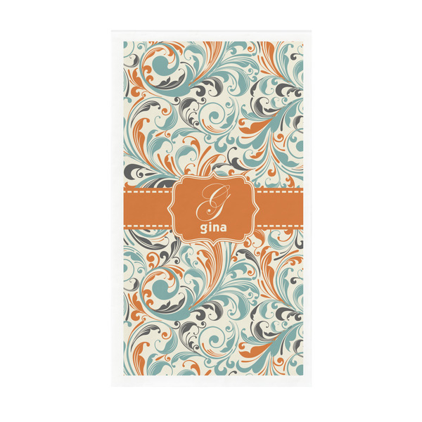Custom Orange & Blue Leafy Swirls Guest Towels - Full Color - Standard (Personalized)