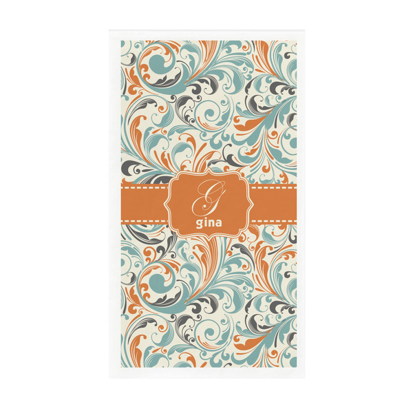 Custom Orange & Blue Leafy Swirls Guest Paper Towels - Full Color - Standard (Personalized)