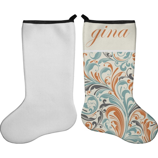 Orange & Blue Leafy Swirls Stocking - Single-Sided - Approval