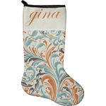 Orange & Blue Leafy Swirls Holiday Stocking - Neoprene (Personalized)